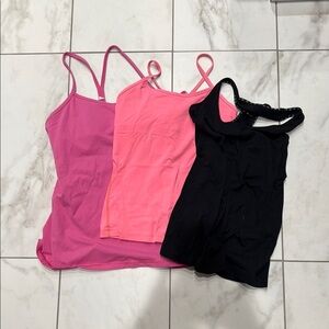 lululemon athletica Pink and Black Tank Tops